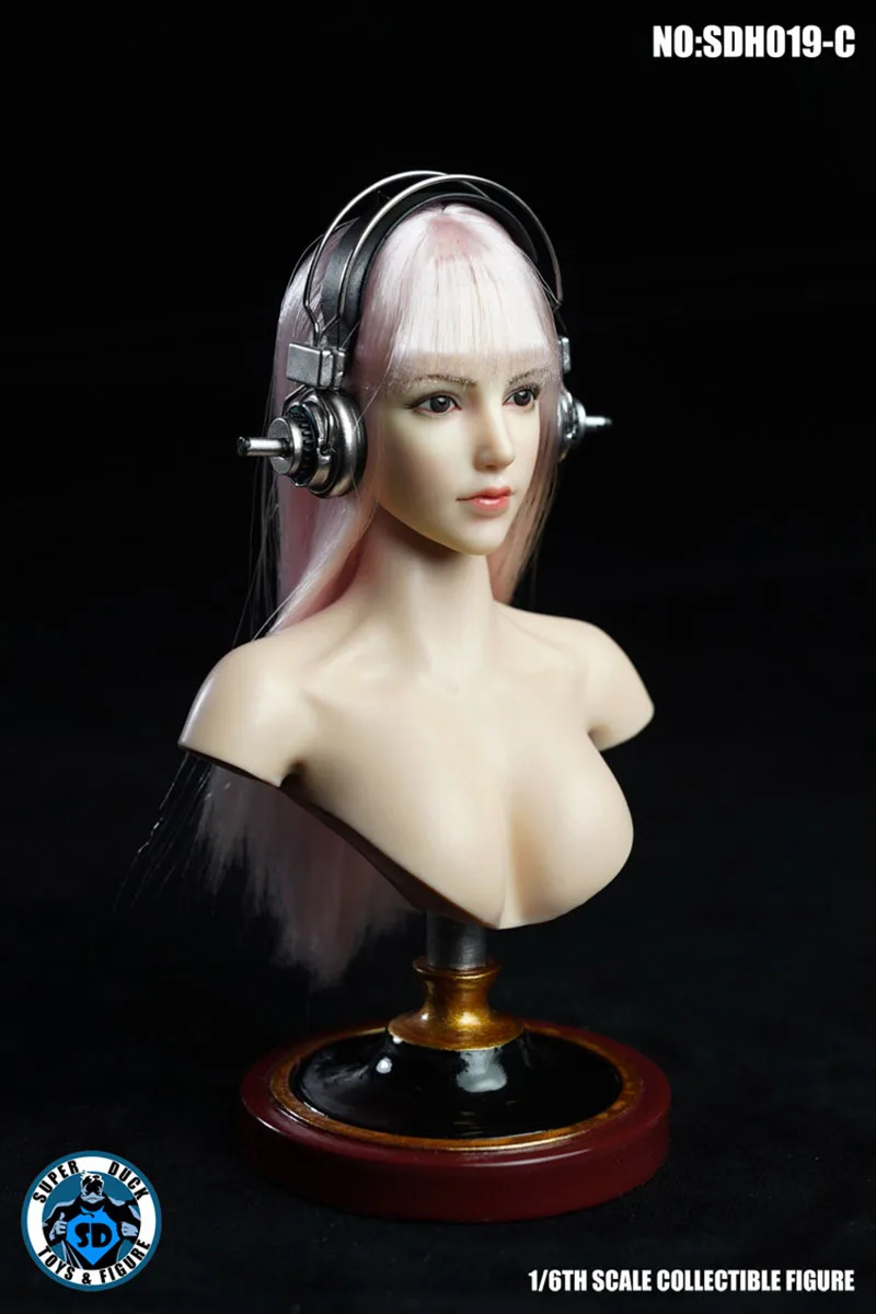 

SUPER DUCK SDH019 1/6 Pale Female Head Sculpt Heavy Makeup Girl Head Carving Model Fit 12'' Body