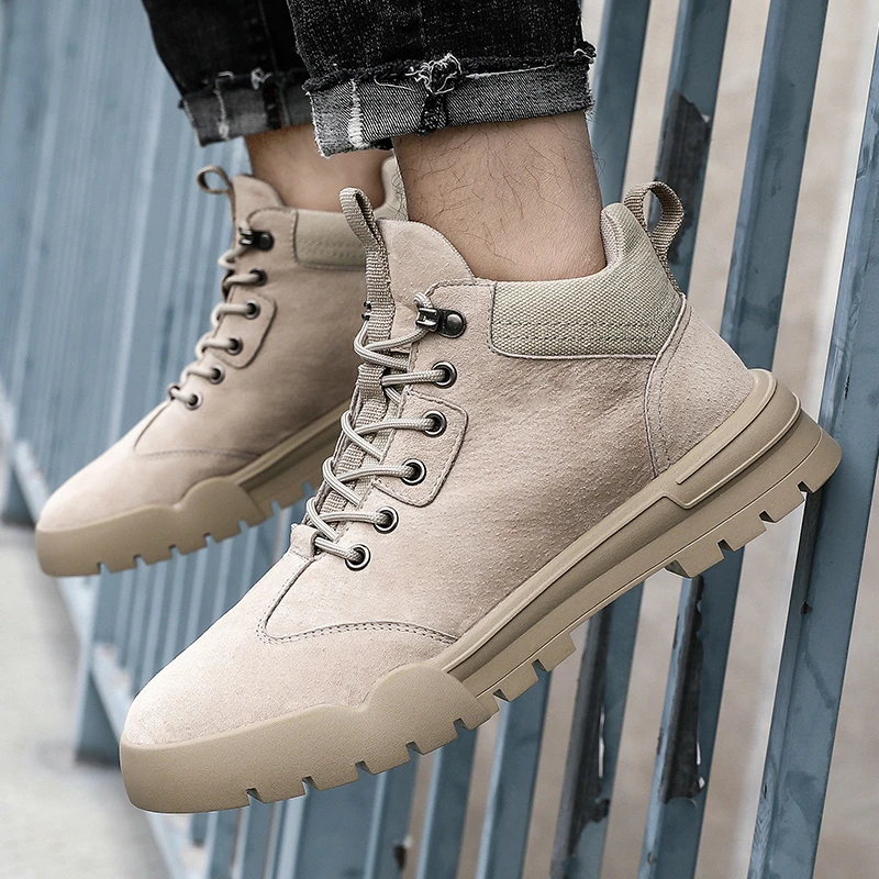 Мужские зимние ботинки теплая плюшевая мужская зимняя обувь на шнуровке уличная