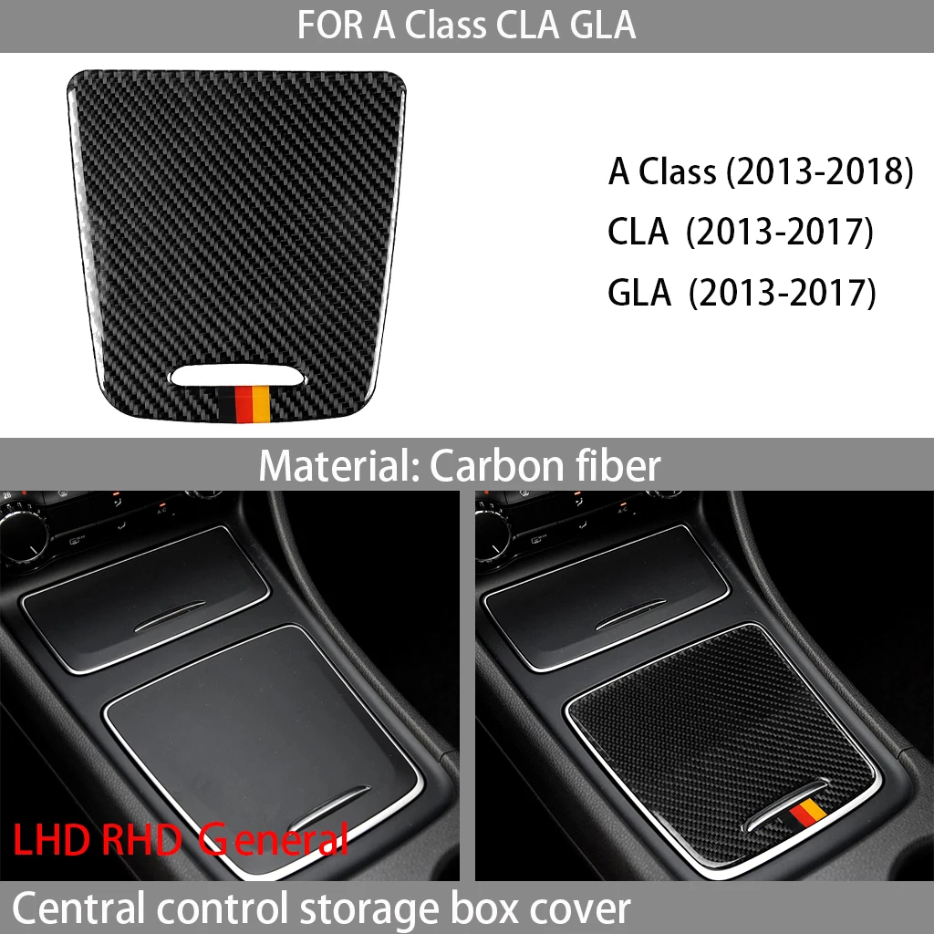 

Carbon fiber car interior central control storage box cover decoration, suitable FOR Mercedes Class A CLA GLA stickers;