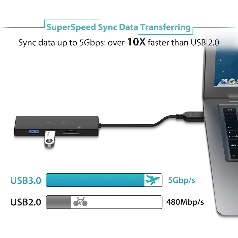 USB-концентратор QGeeM 3 0 кардридер USB-разветвитель для ноутбуков Xiaomi Macbook Pro 2015 5 USB