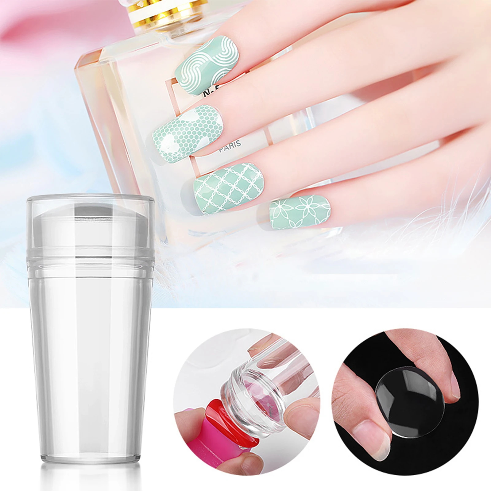 

3.1cm Mini Transparent Jelly Nail Art Stamper Scraper Set DIY Polish Design Print Silicone Stamp Stamping Makeup Tools