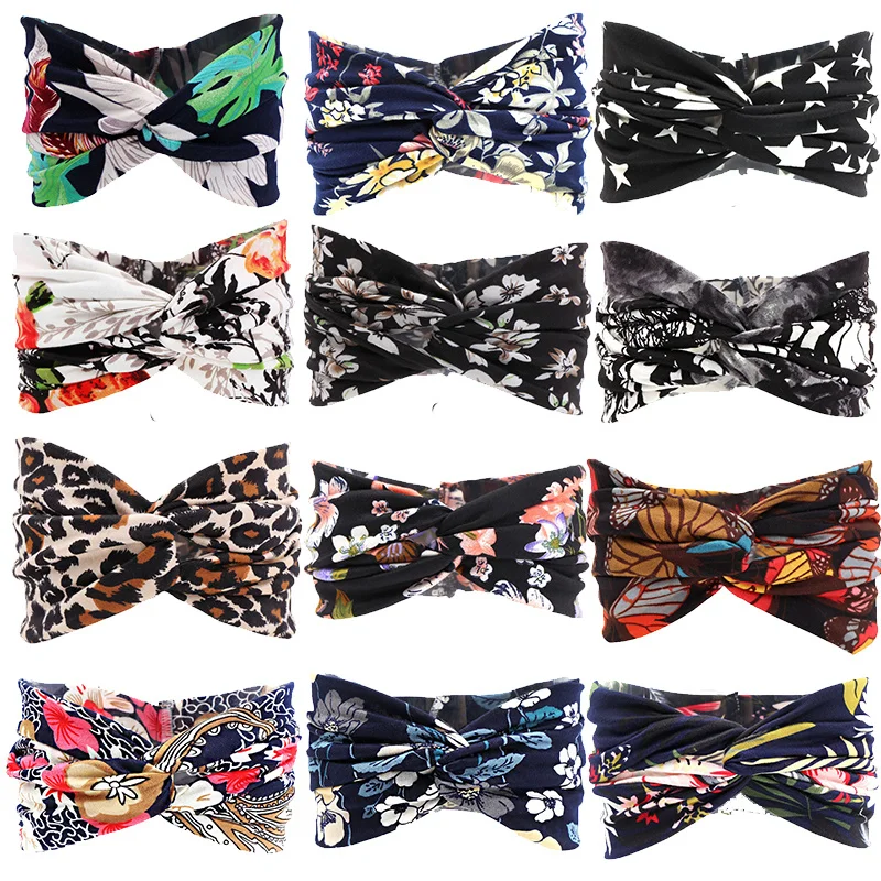 

Fashion Woman For Hair Bands Summer Print Girls Makeup Headband Elastic Bandanas Sports Turban 2021 Hair Bands Hair Accessories