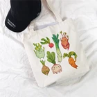 Сумка женская холщовая, саквояж большой вместимости с изображением овощей и фруктов, Модный стильный чемоданчик на плечо, повседневный портативный тоут для покупок