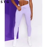 new threaded yoga pants womens high waist drawstring leggings sweatpants gym pants workout push up leggings seamless tights