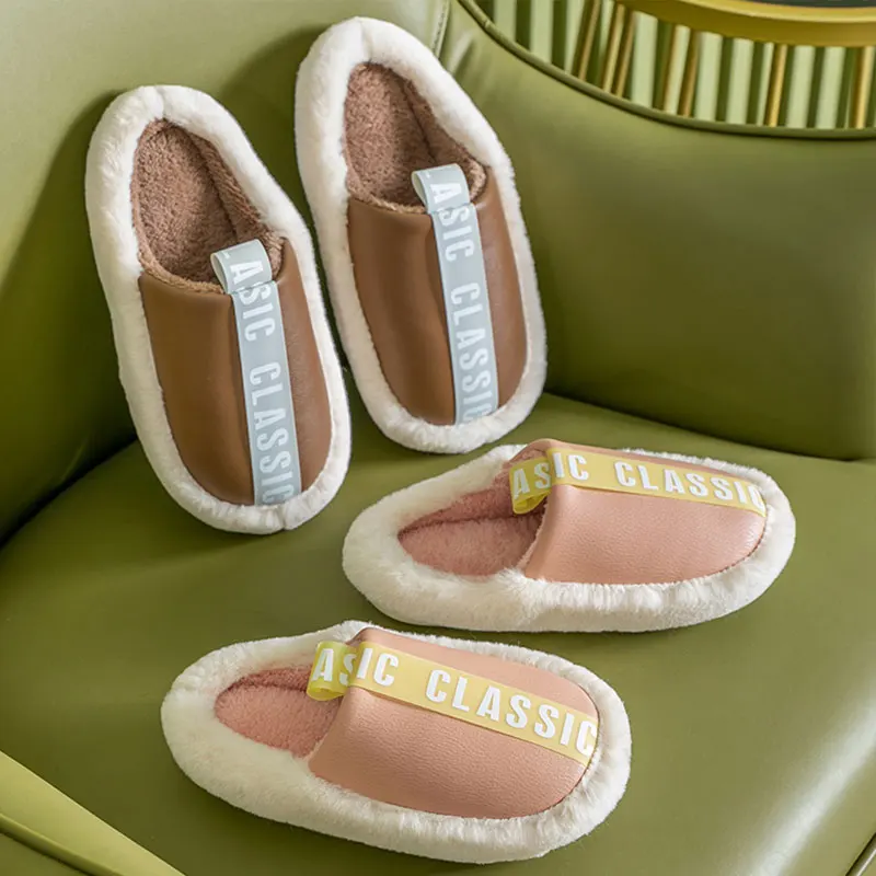 

Women Men Winter Warm Slippers Slip On Scuff Clogs EVA Soft Sole Waterproof Slides Short Plush Platform House Shoes Indoor Mule