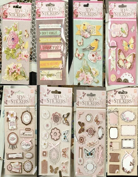

1sheet/lot New Vintage Three-dimensional Layer Stickers Send Random Design Decoration Mariage Sticker
