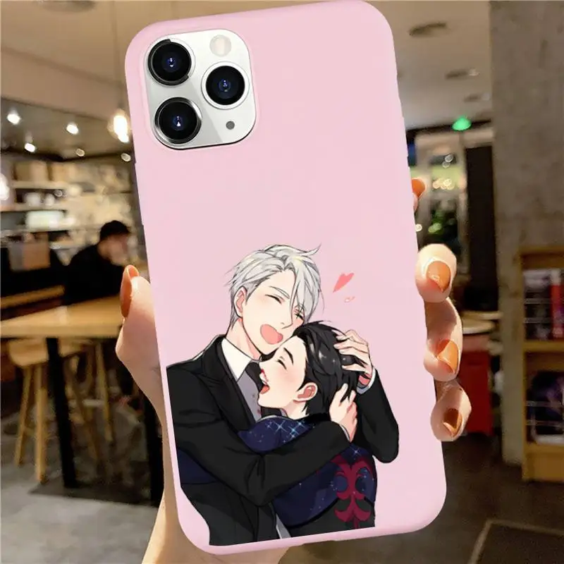 

yuri on ice Phone Case Pink Candy Color for iPhone 6 7 8 11 12 s mini pro X XS XR MAX Plus