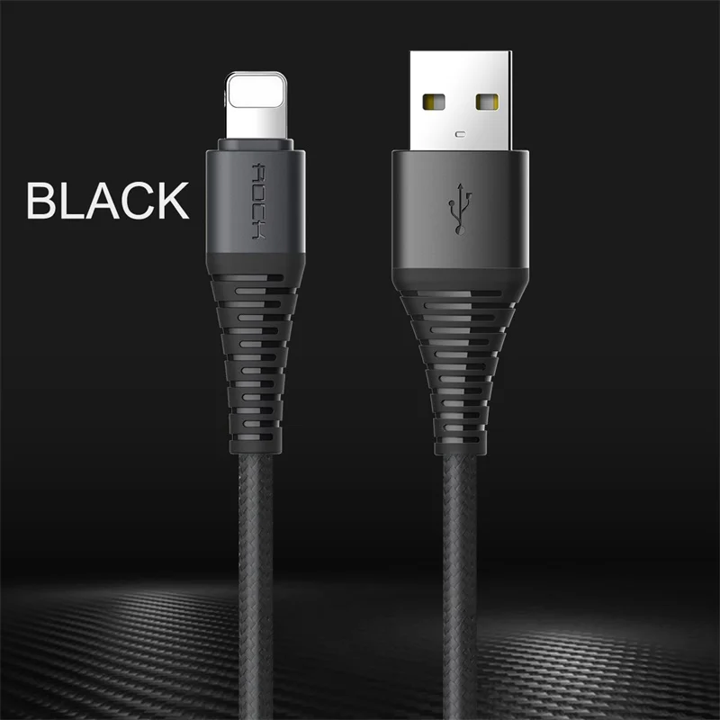Rock 3 в 1 мульти usb кабель для зарядки для iPhone 8 samsung huawei xiaomi зарядный кабель для apple светильник с разъемом микро usb type c кабель - Цвет: only iPhone Black