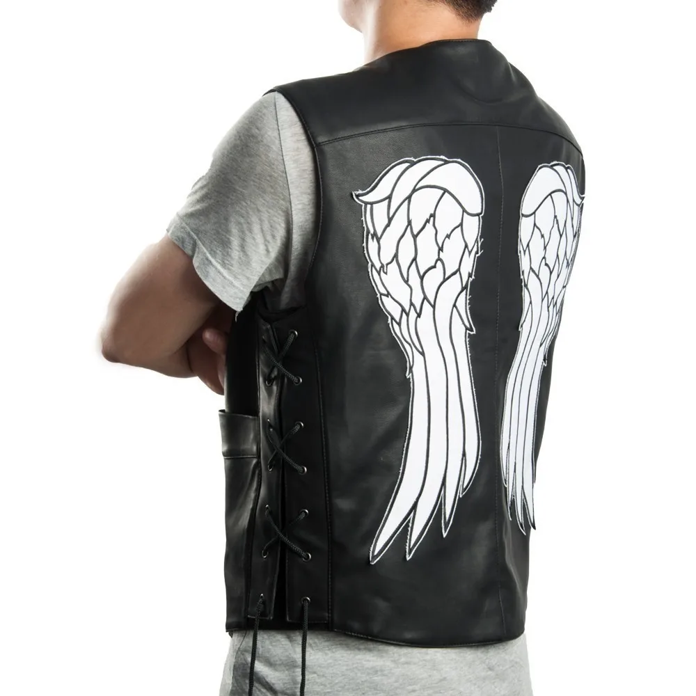 Мотоциклетный Байкерский мужской кожаный жилет Ходячие мертвецы Дэрил Диксон
