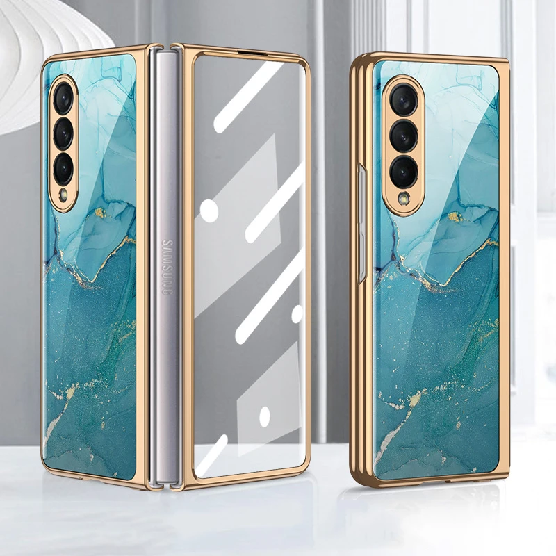 

Для Samsung Galaxy Z Fold 3 чехол с покрытием из закаленного стекла 360 полная защита Жесткий Чехол для Z Fold3 5G
