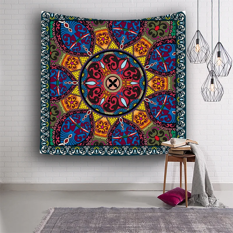 

Bohemian tapestry mandala wall hanging macrame wall hanging 100% Polyester Lattice geometric room decor aesthetic wall blanket