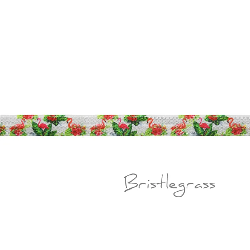 Leaf Famingo BRISTLEGRASS 2 ярда 5/" 1,5 см Сова Фламинго цветочный принт враг складной над эластичными повязка из спандекса волос галстук платье с повязкой швейная отделка - Цвет: Leaf Famingo