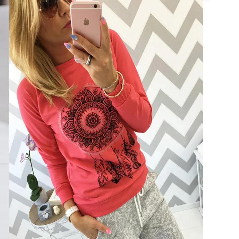 

Hoodies women fashion sweatshirts basic 2020 sexy style autumn o-neck tops long print pullovers casual woman sweatshirt pink