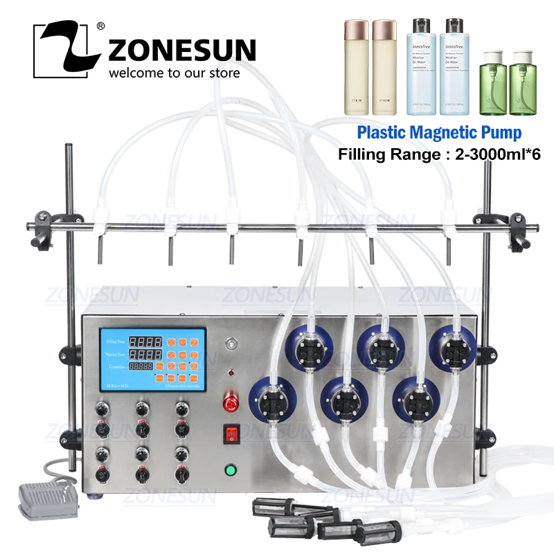 ZONESUN шестиголовочный Магнитный насос для напитков духов воды сока эфирных масел