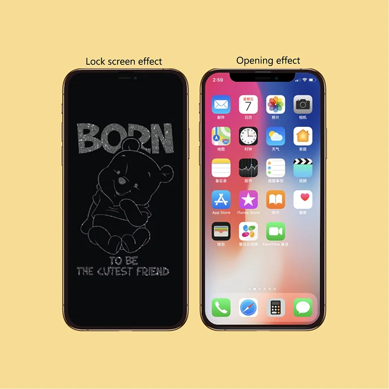 Премиум чехол для телефона для IPhone 11 11Pro 11 Pro Max скрытый узор против отпечатков пальцев закаленное стекло экран - Цвет: Pooh