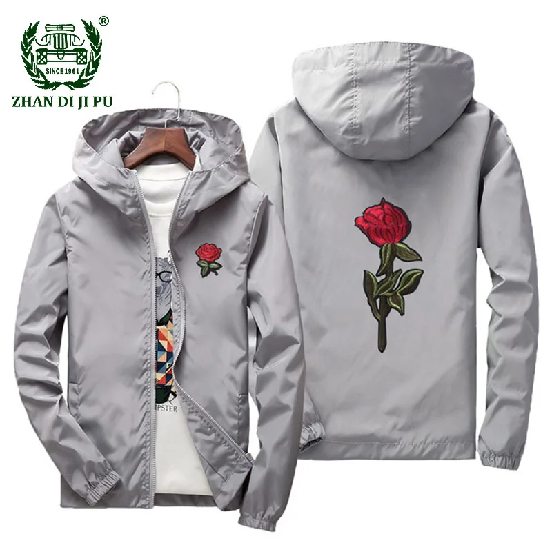 

NIANJEEP куртка ветровка Для мужчин wo Для мужчин Роза куртки для колледжа 2018 Демисезонный куртка с вышивкой Для мужчин с капюшоном Для мужчин ку...
