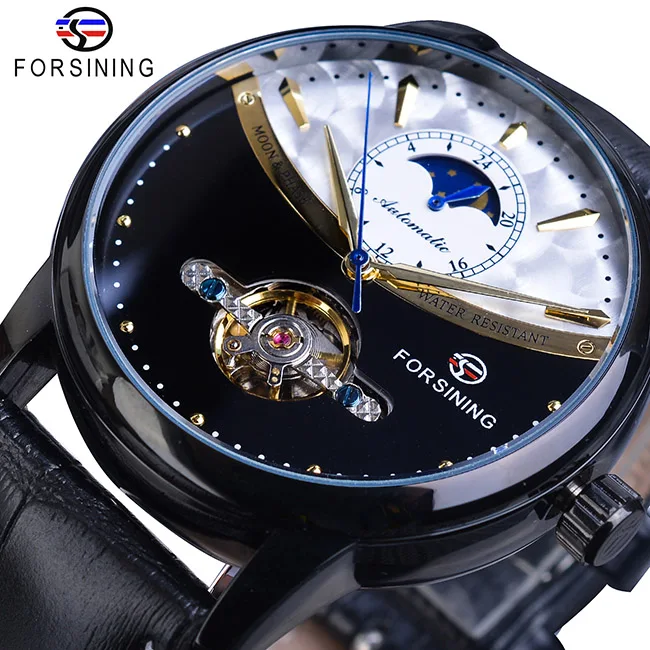 GMT1150-9 Классические Механические часы Forsining Blue Moon Phase, автоматические турбийон, мужские часы из натуральной кожи, мужские часы, Прямая поставка - Цвет: GMT1150-9