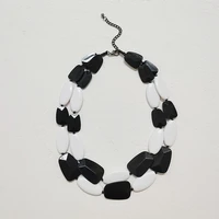 choker necklace for women black and white acrylic beads multi strand short necklace