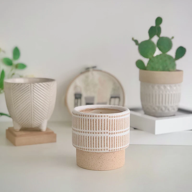 

Ceramic Small Flower Pot Nordic Style Stand Indoor Three Legged Propagator Kits Creative Terracotta Pots Home Garden EF50FP