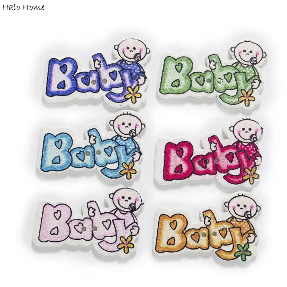 30 штук для малышей деревянные пуговицы пришивания Скрапбукинг одежда повязка на