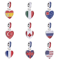 lovely national flag beads fit original charms brand bracelet love heart animal bead jewelry diy making necklace for women men