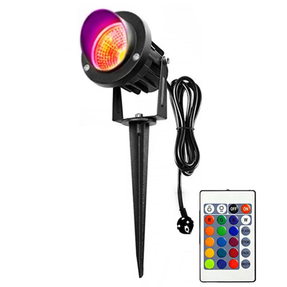 

LED Lawn Light Aluminum 180 Degree Beam Angle 10W RGB COB Waterproof Spotlights for Outdoor Patio Pathway