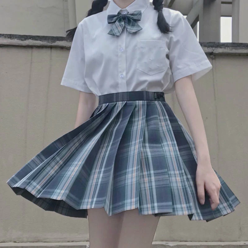 

Women Casual Uniform Students Clothes New 2021 Summer Korean Style High Waist Pleated Skirts Sexy Cute Plaid Mini Y2k Skirt