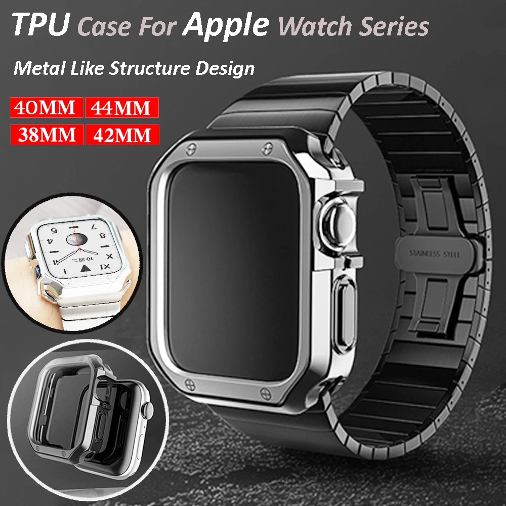 

TPU Watch Case For Apple Watch Series 6 SE 5 4 3 2 44mm 40mm Metal Like Plating Protective Shell For Iwatch 42mm 38mmAccessories