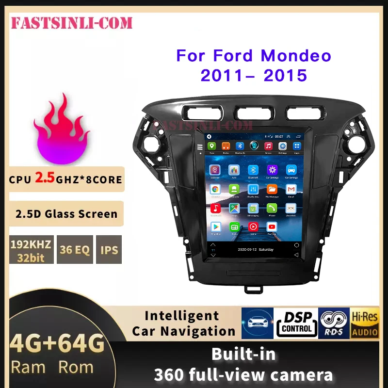 Автомобильный GPS-навигатор на Android для Ford Mondeo 2011-2015 в стиле Tesla мультимедийная