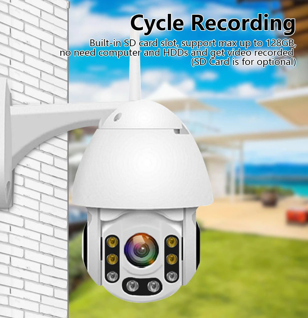 HD 1080P Wifi IP Обнаружение движения с автоматическим отслеживанием PTZ P2P CCTV