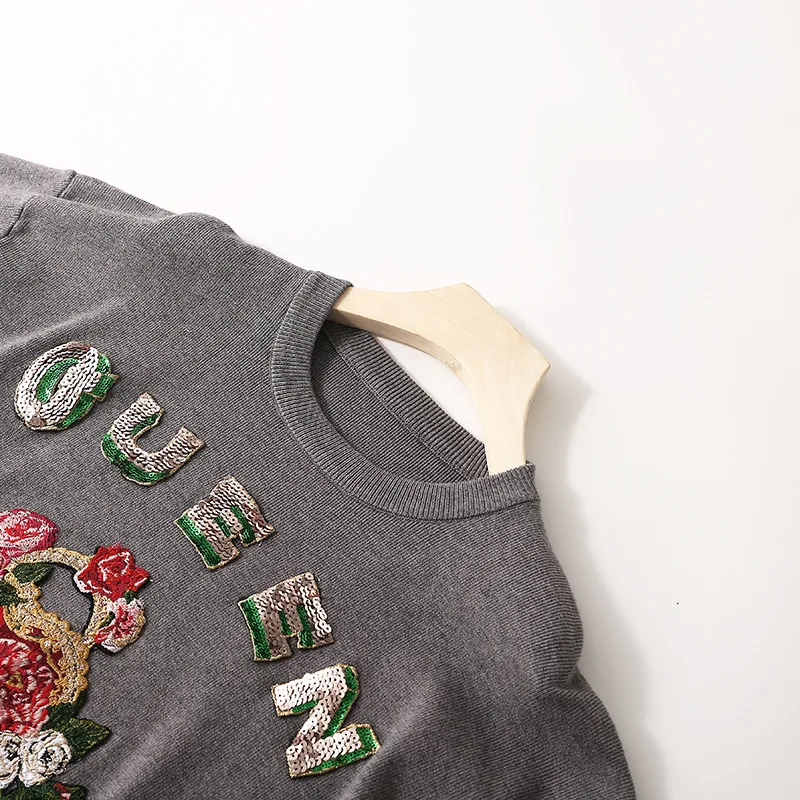 Весенне-осенний Свободный вязаный женский свитер с круглым вырезом модные топы