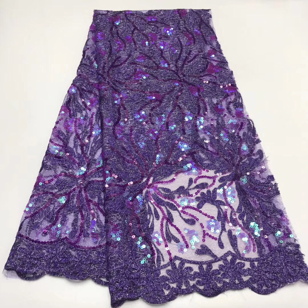 

2020 Latest sequined lace fabric French Nigerian Lace Fabric High Quality sequins African Lace Fabric For Wedding/Party LJY9027