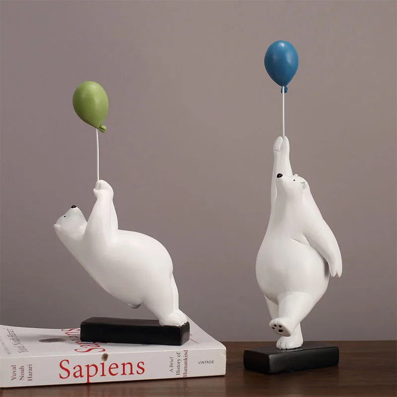

Creative balloon bear ornaments modern minimalist home decoration living room children's room polar bear resin crafts ornaments