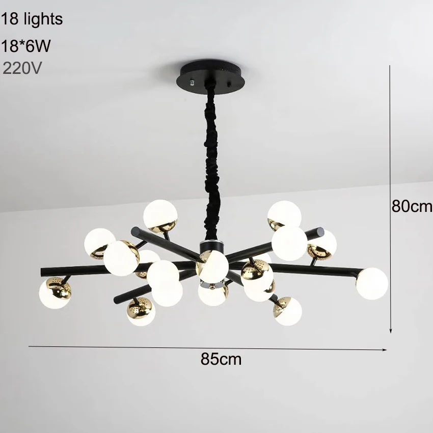 18 lights Роскошная люстра в скандинавском стиле для гостиной 12/18, современный минималистичный креативный светильник в виде волшебной фасоли для столовой - Цвет абажура: 18 lights