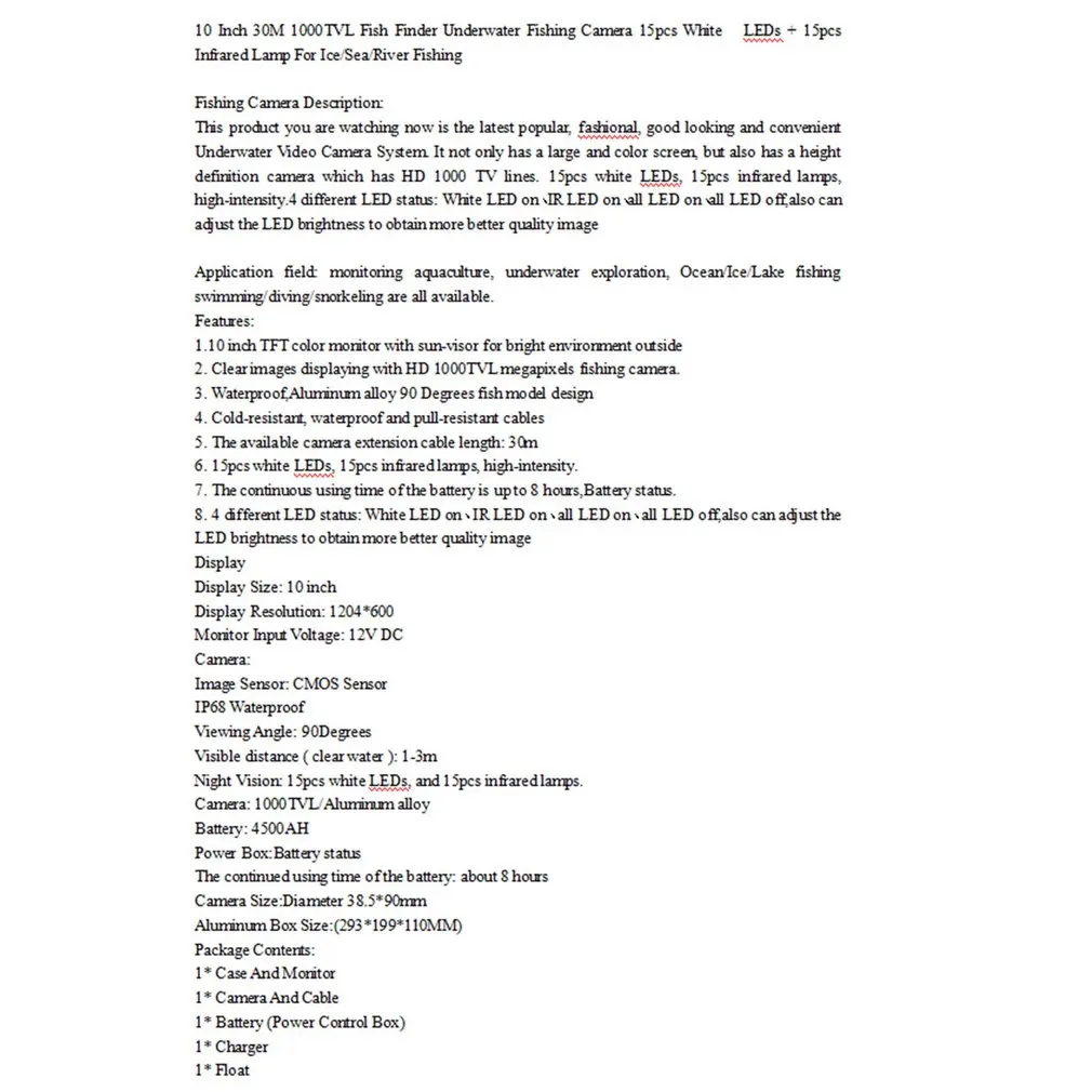 Визуальный рыболокатор подводная рыболовная камера 10 дюймов дисплей высокой