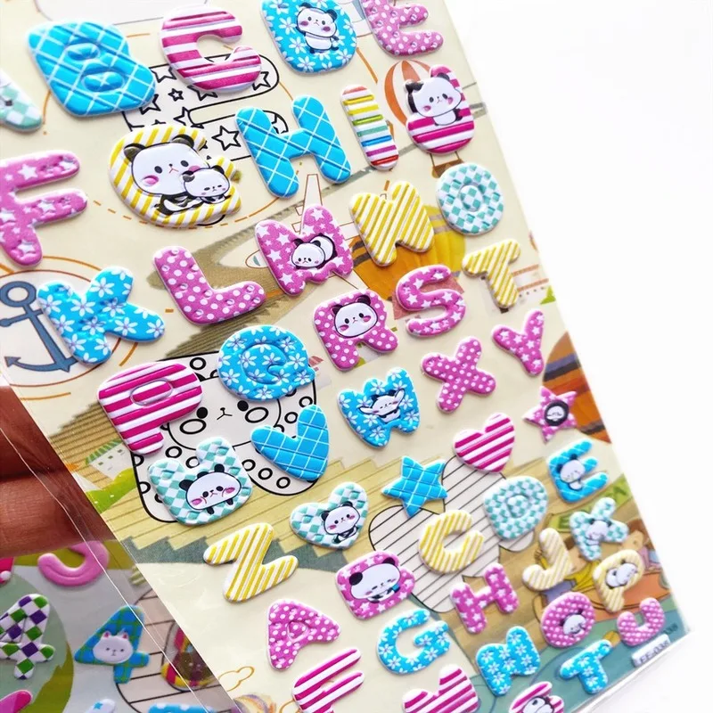 

English Digital Stickers Creative Scene Kindergarten Reward Color Bubble Stickers 3D Puzzle Stereo Small Paste