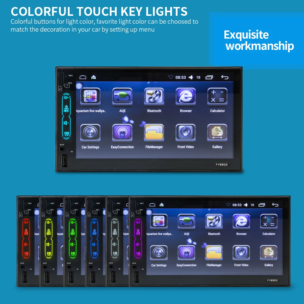 Universal FY6503 7inch Android System GPS Function Car Multimedia Player High Sound Quality Touchable Screen Support Color Light |