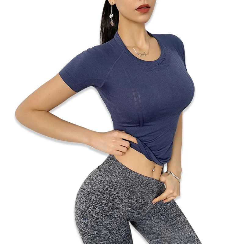

Women Yoga Top Breathable Sport T Shirts Fitness Clothes Short Sleeve Yoga Shirts Gym Top Running Sport Training Short Tops