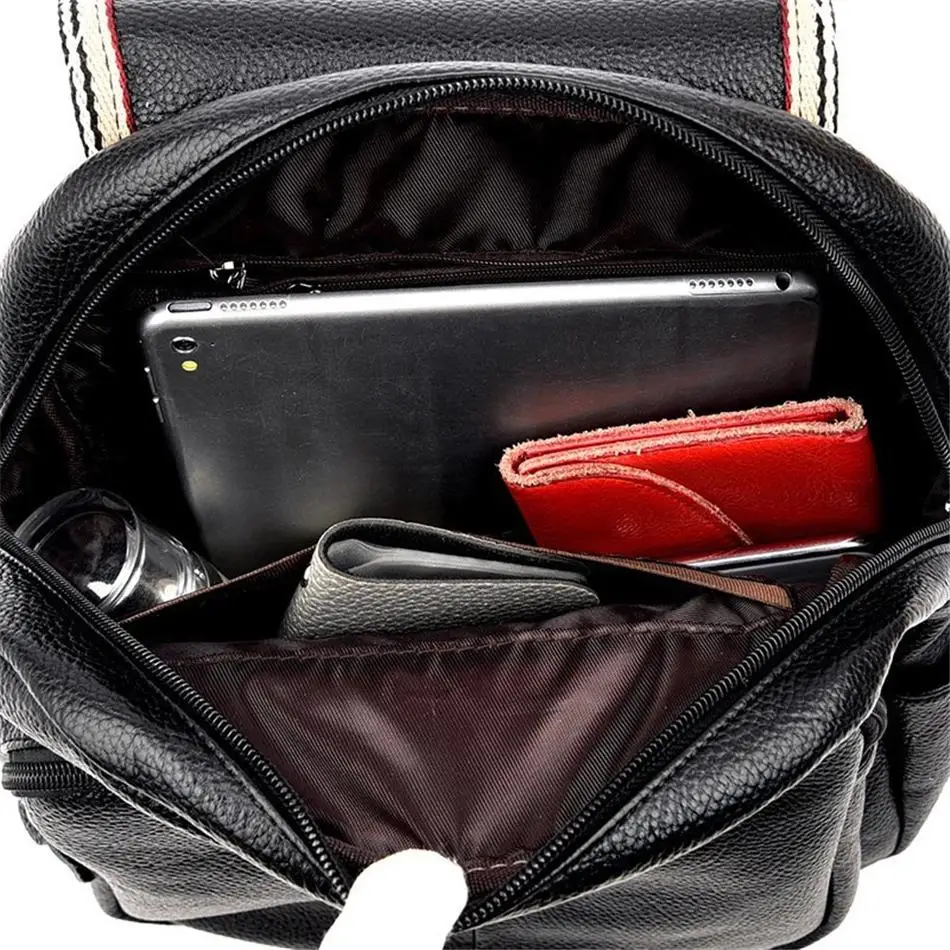 

Women Leather Backpacks Female Shoulder Bag Sac A Dos School Bags For Teenage Girls Casual Women Black Travel Back pack mochilas