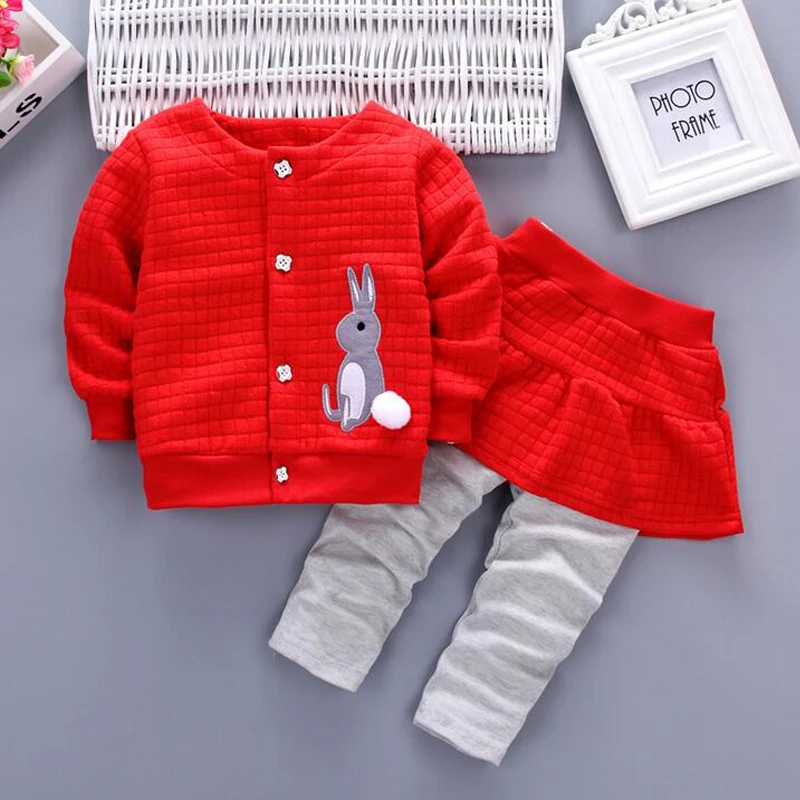 2020 комплект одежды для девочек милый детский костюм с кроликом на пуговицах топ