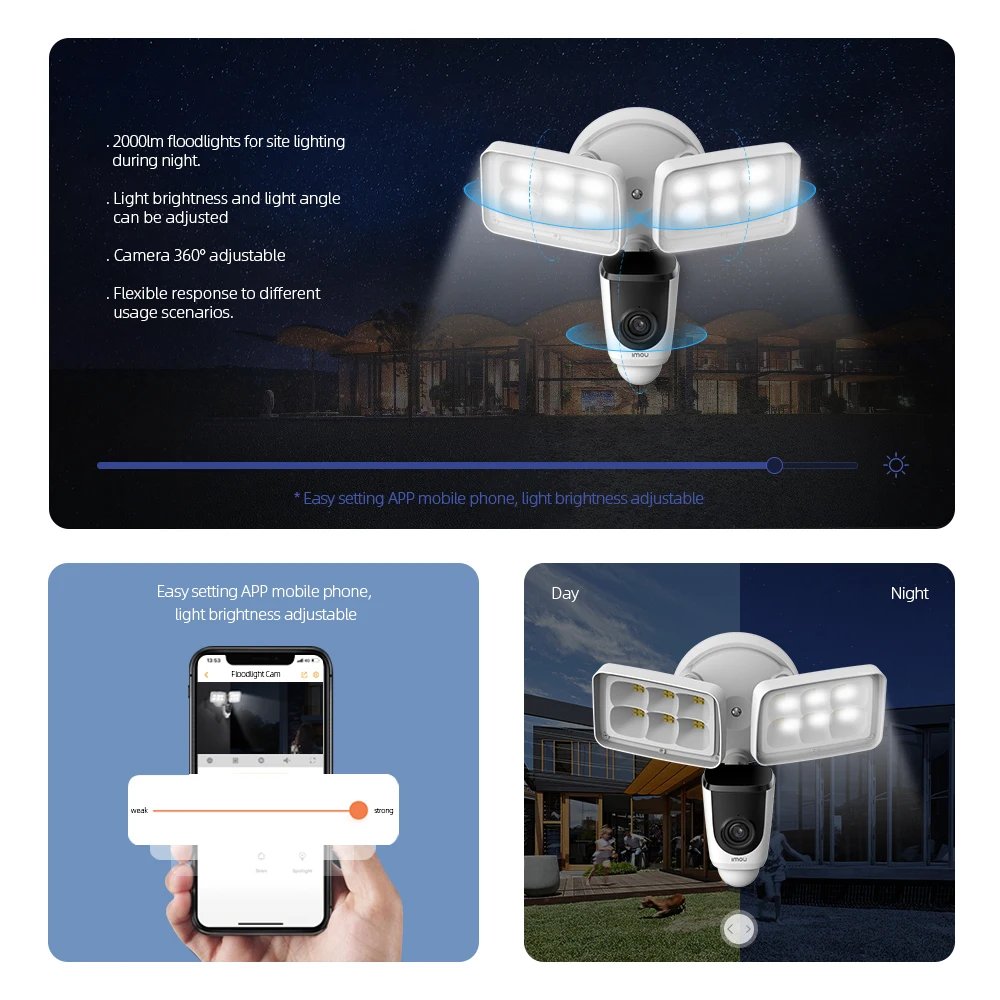 

Dahua Imou IP Floodlight Camera 1080P PIR Detection 2 Floodlights Camera Outdoor Weatherproof Wifi Surveillance Security Camera