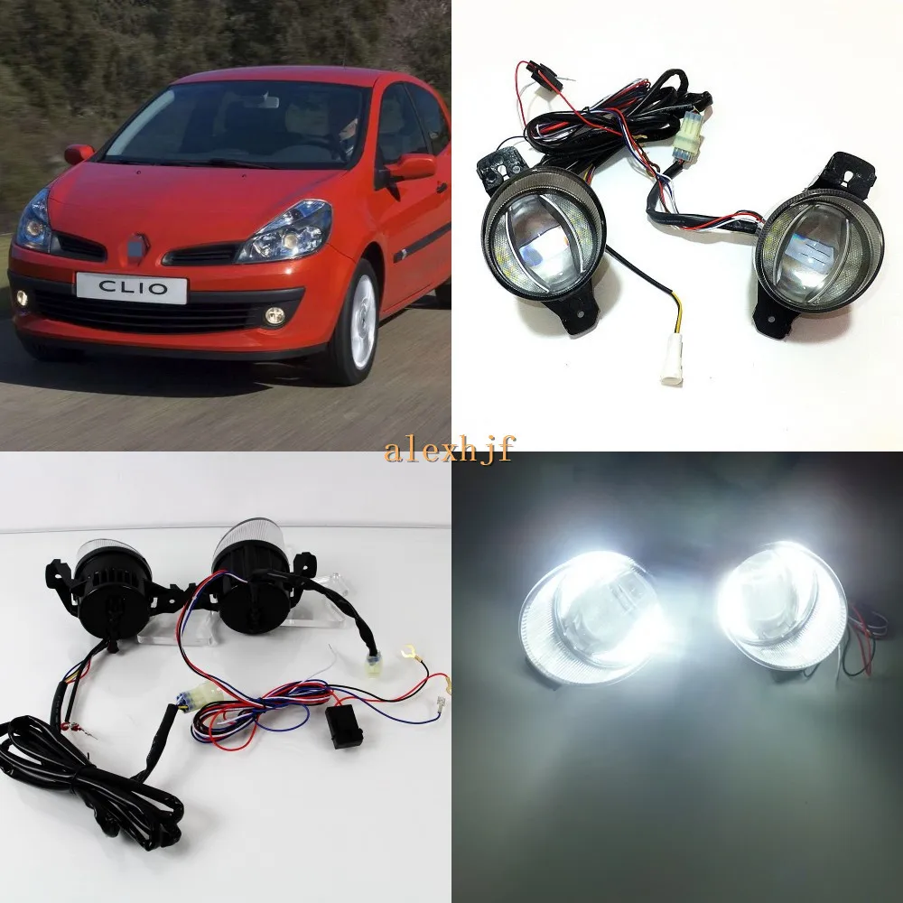 

July King 1600LM 24W 6000K LED Light Guide Q5 Lens Fog Lamp+1000LM 14W Day Running Lights DRL Case for Renault Clio II III 01-09