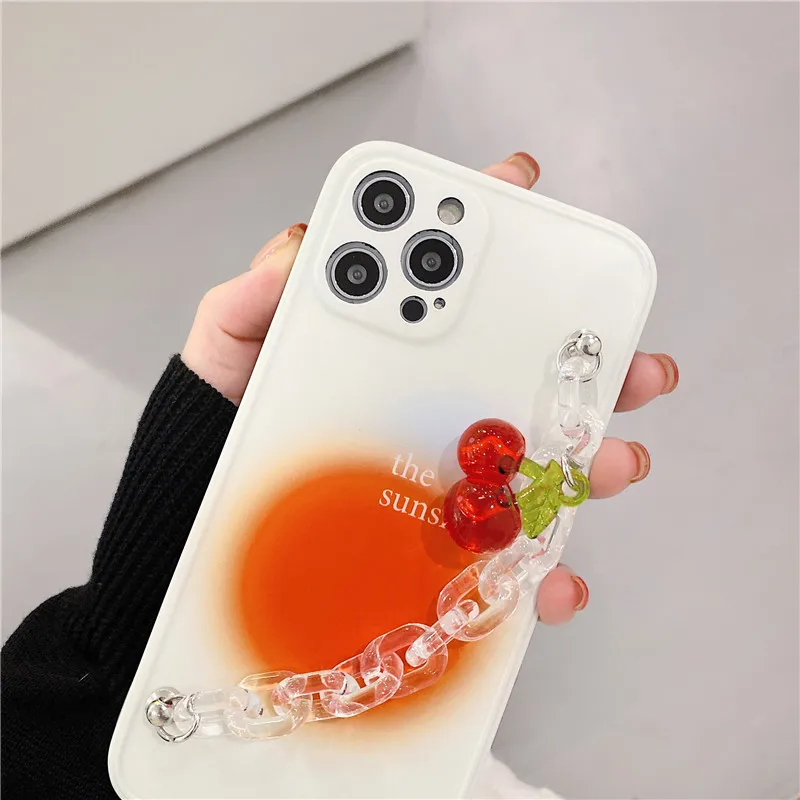 

Sunset blooming cherry acrylic bracelet protection Phone case for iphone 12 Pro Max 11 Pro MiNi 7 8 Plus X XS XR SE 2020 cover