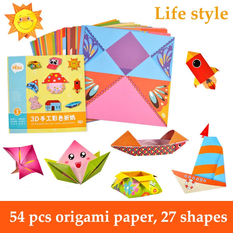 27 видов квадратная бумага для оригами детская двухсторонняя цветная Складная