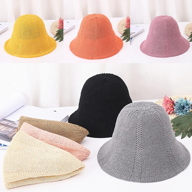 

9 Colors Women Casual Foldable Outdoor Bucket Hats Spring Summer Sun Hats Beach Anti-UV Protective Cap Solid Color