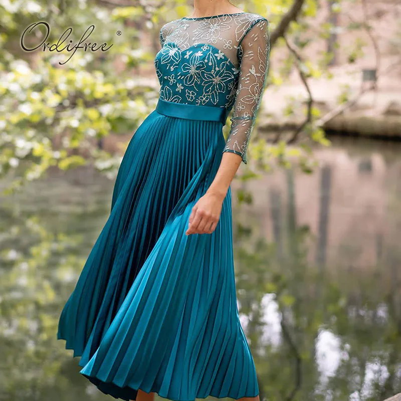 

Женское плиссированное платье Ordifree, вечерние чное вечернее платье миди с открытой спиной, лето 2022