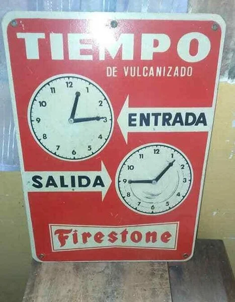 

Vintage Mexican Original Firestone Tire Vulcanized Time Old Metal Tin Signs Garage Pub Bar Home Wall Plaques