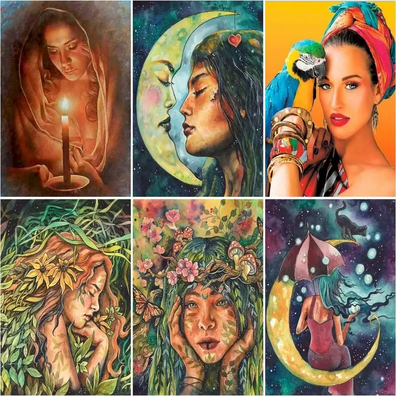 

Paint By Numbers Woman Drawing On Canvas DIY Pictures By Number Flower Animal Kits Handpainted Home Decor Gift