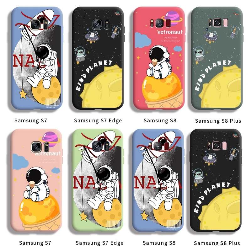 

For Samsung S7 Edge S8 Plus Cartoon space astronaut pattern case