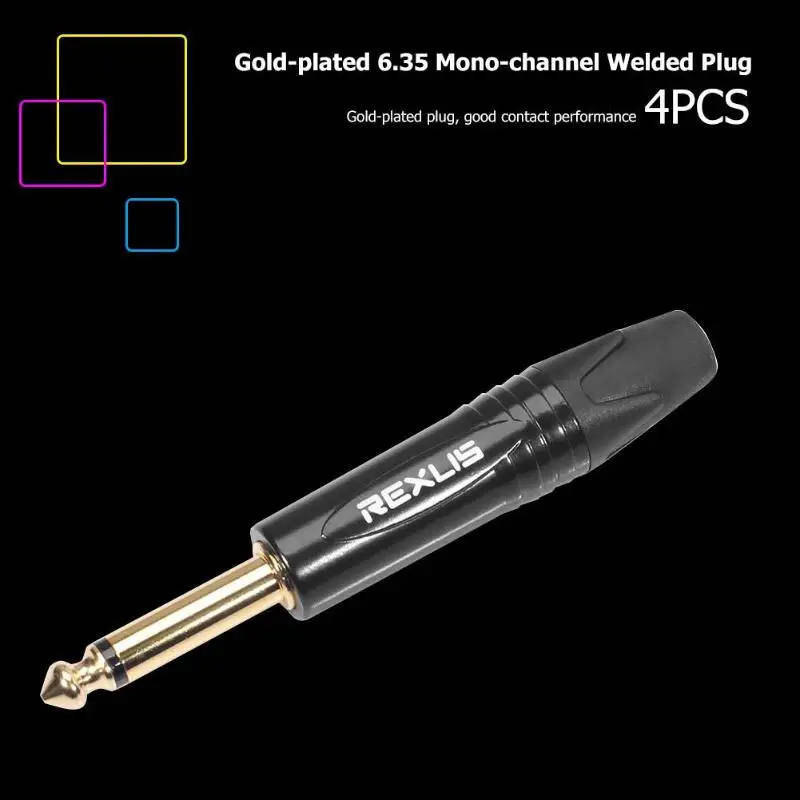 4 stücke 635mm 65 stecker mono jack stecker stecker diy löten stecker audio kabel für diy elektrische gitarre soundkarte mikrophon